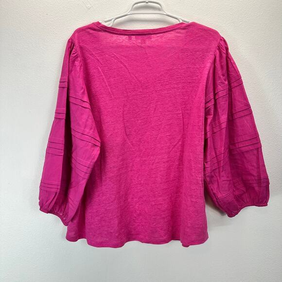 Chico's Linen Balloon Sleeve Pink Blouse 3 XL - Picture 2 of 9